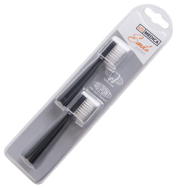 Изображение товара Насадка зубная щетка US Medica Smile Expert 2 шт. черная для электрической зубной щетки