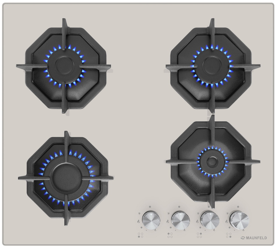Изображение товара Газовая варочная панель Maunfeld EGHG.64.2CBGG с 4 итальянскими конфорками и безопасностью