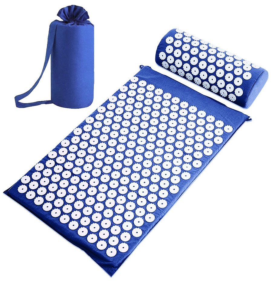 Набор: коврик и валик для акупунктуры CleverCare цвет синий, PC-03B