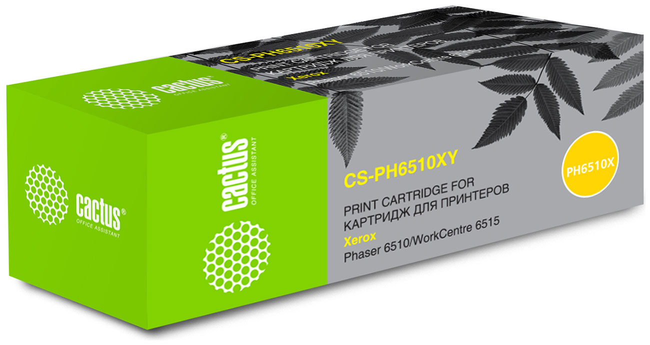 Изображение товара Картридж лазерный Cactus CS-PH6510XY для Xerox Phaser 6510/WC6515, желтый, ресурс 4300 страниц