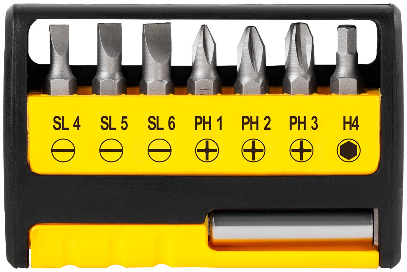 Изображение товара Набор бит Kolner KBITS 8C в пластиковом кейсе 7 шт прочная сталь