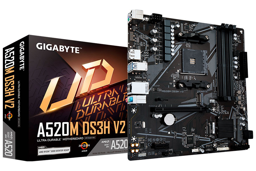 Изображение товара Материнская плата Gigabyte A520M DS3H V2 AM4 MicroATX для Ryzen DDR4 до 128 ГБ