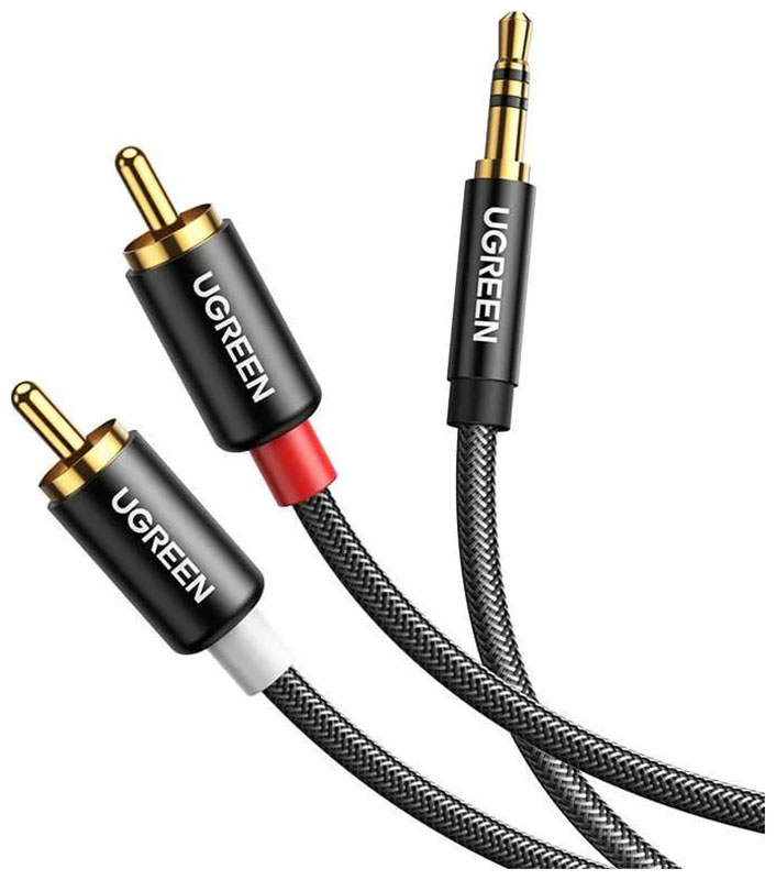 Изображение товара Кабель Ugreen AV116 (10590) 3.5 mm Male To 2 RCA Male, Cable,3 метра, черный