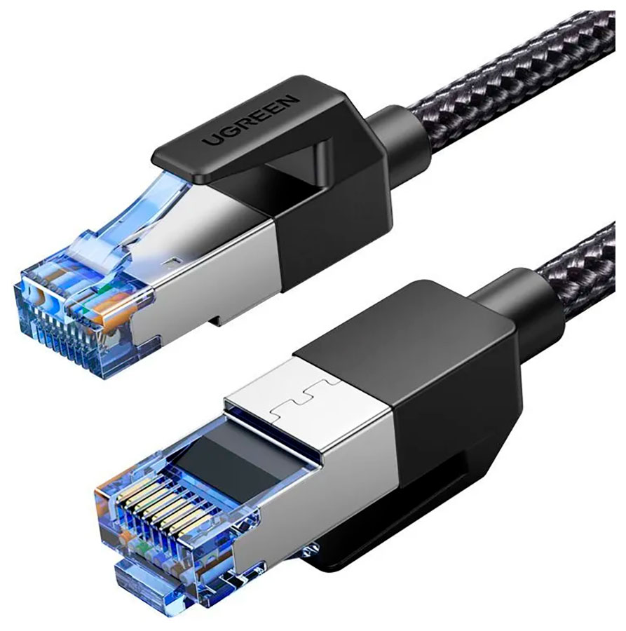 Изображение товара Кабель Ugreen NW153 Cat8 CLASSF/FTP Round Ethernet Cable With Braid, 5 м, черный (80433)