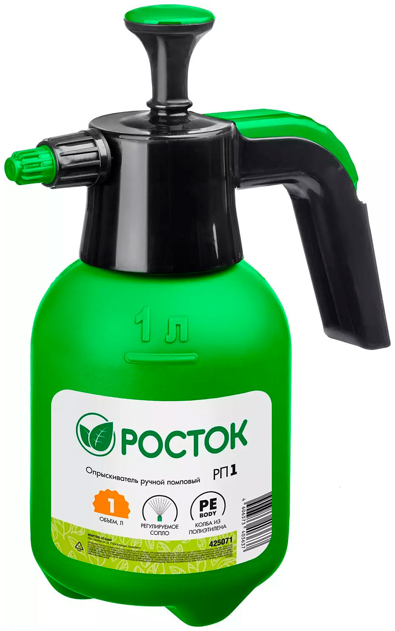 Изображение товара Опрыскиватель Росток РП-1, 1 л, ручной, колба из полиэтилена, помповый (425071)