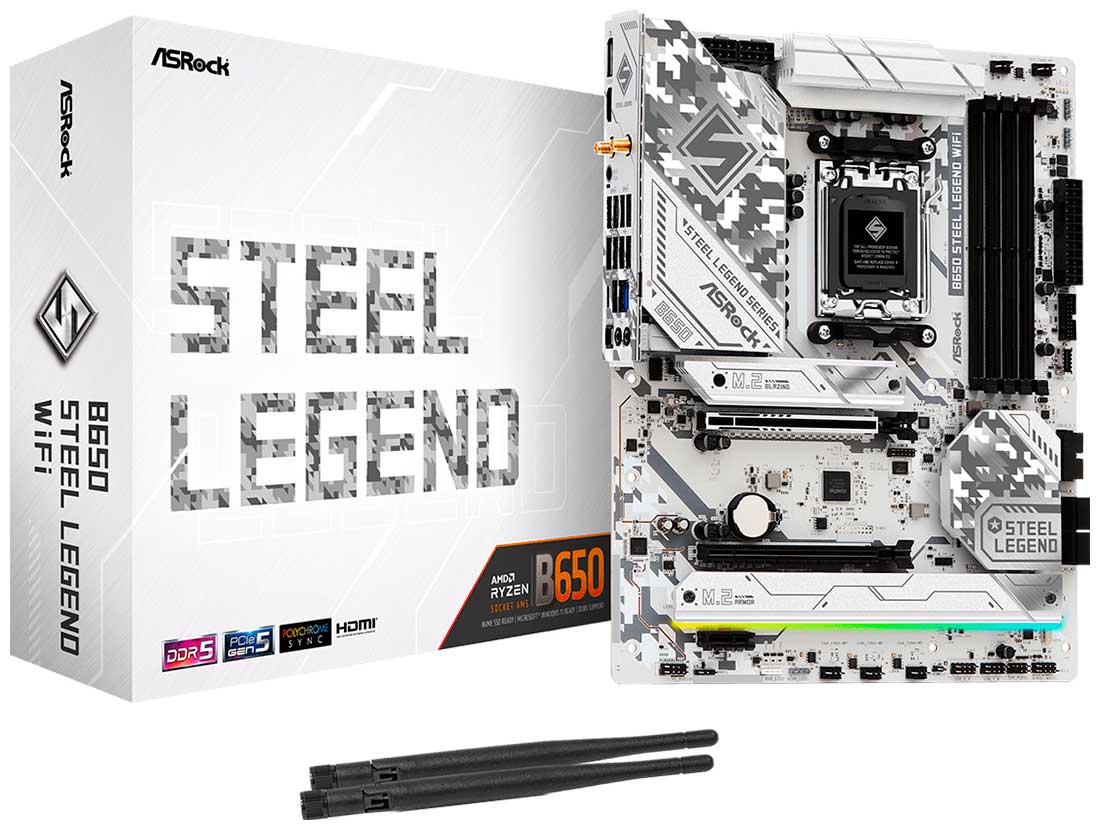Изображение товара Материнская плата Asrock B650 STEEL LEGEND WIFI AM5 ATX с DDR5 и PCIe 5.0