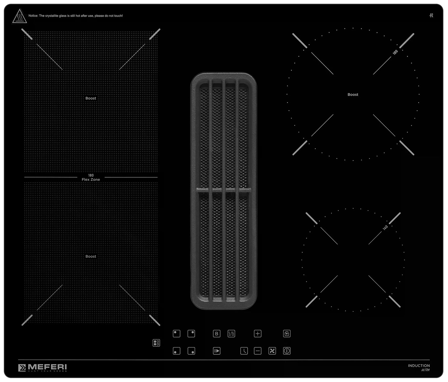 Изображение товара Индукционная варочная панель Meferi XSMART60BK ULTRA с вытяжкой, сенсорное управление