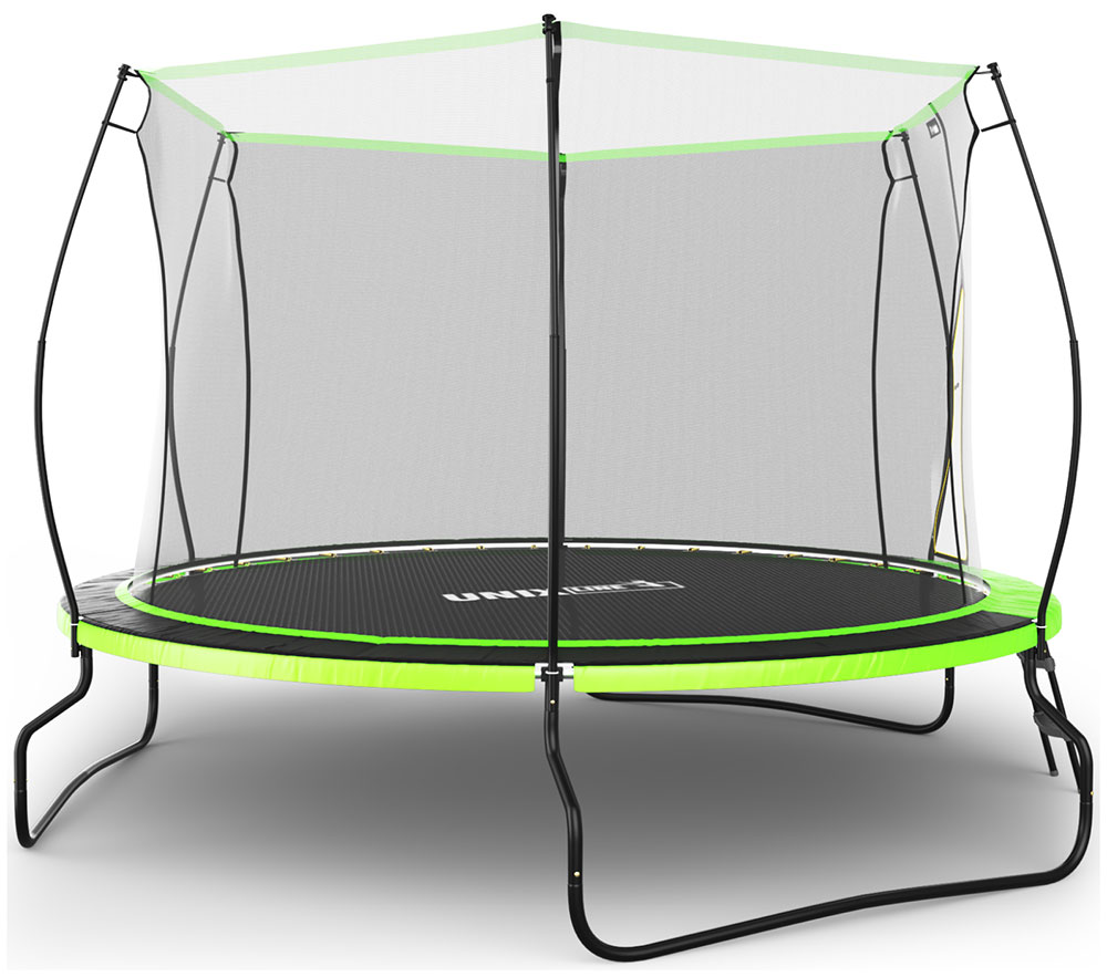 Изображение товара Каркасный батут Unix Line UFO 10 ft зеленый с защитной сеткой и лестницей