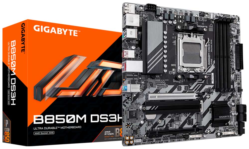 Изображение товара Материнская плата Gigabyte B850M DS3H AM5 MicroATX современная надежная