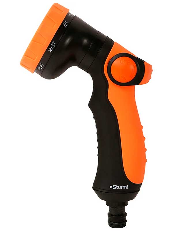 Изображение товара Пистолет для полива Sturm! 3015-17-08T, 8 режимов, пластик (управление большим пальцем)