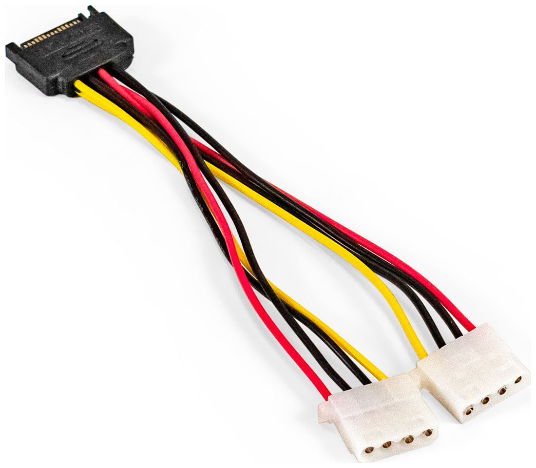 Изображение товара Кабель питания SATA ExeGate EX-CC-SATAM2MF, 15pin M/2xMolex F (EX294795RUS)