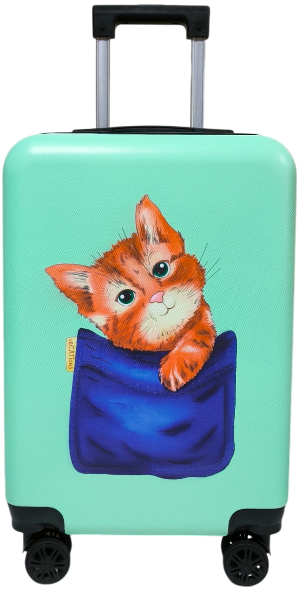 Изображение товара Детский пластиковый чемодан Lats 16 дюймов бирюзовый кот в кармане