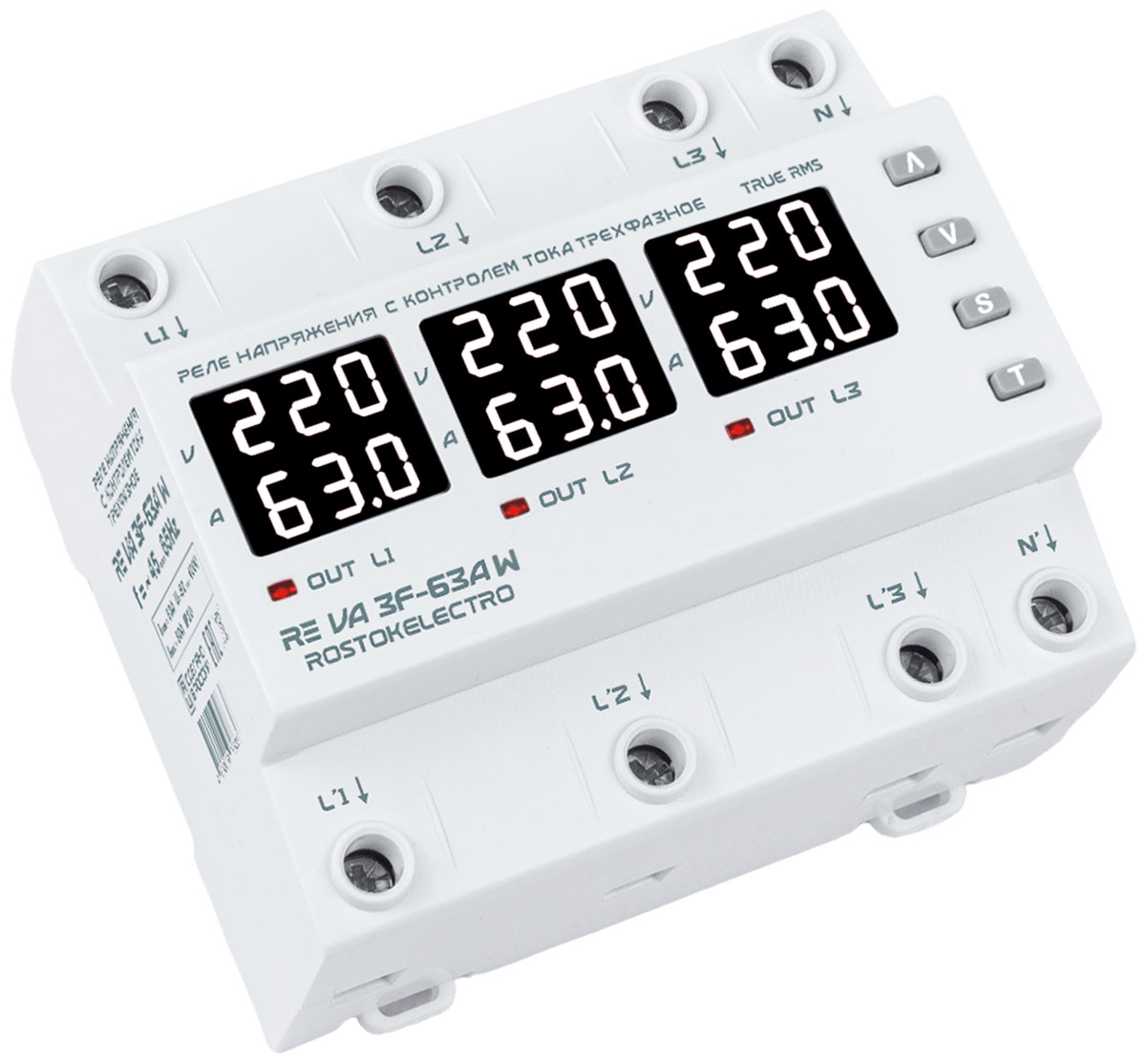 

Реле напряжения RE VA3F-63A W, Белый