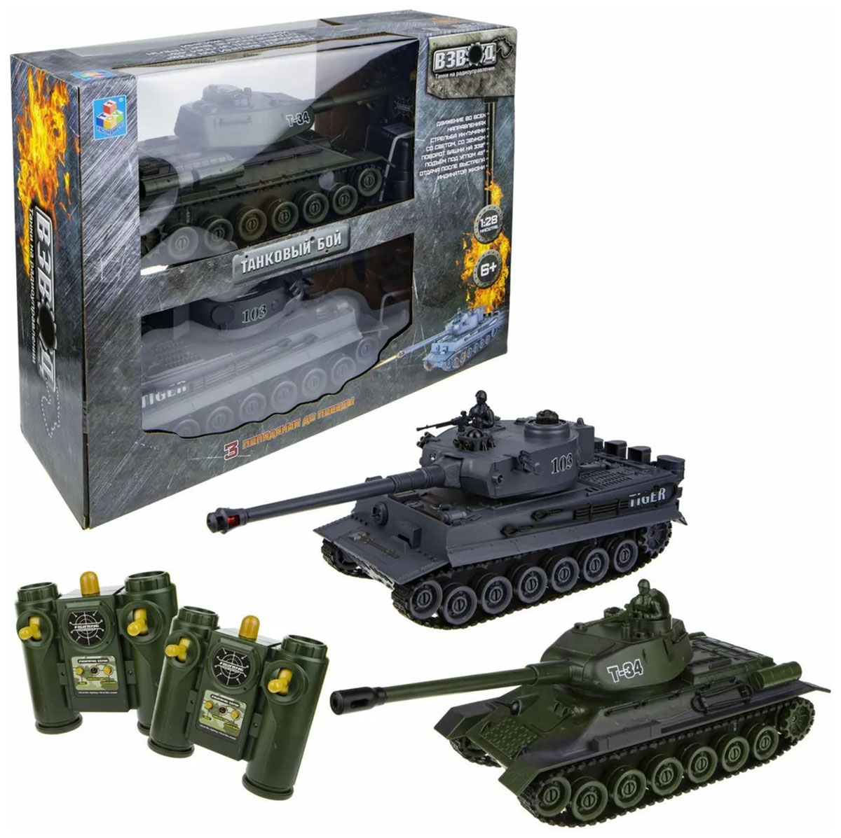 Танк 1 Toy Взвод танковый бой р/у (2 танка), 2,4 ГГц, 1:28 (35 см) танковый бой военная стратегия на радиоуправлении в наборе 2 танка