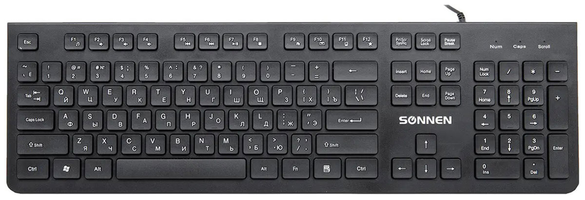 Клавиатура проводная Sonnen KB-8280, USB, черная, 513510 клавиатура проводная sonnen kb 8280 usb 104 плоские клавиши черная 513510 513510