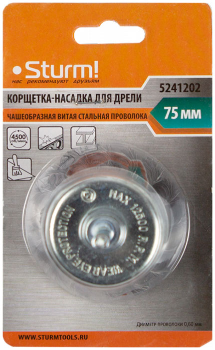 Изображение товара Корщетка-насадка Sturm! 5241202 для дрели, 75 мм, витая сталь