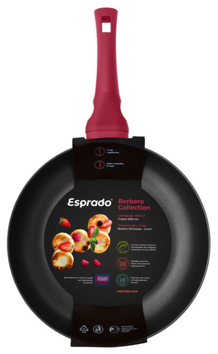 сковорода глубокая esprado alto 28 см индукция кованый алюминий Сковорода Esprado Berbero 28*6 см, индукция, BRBT28RE103