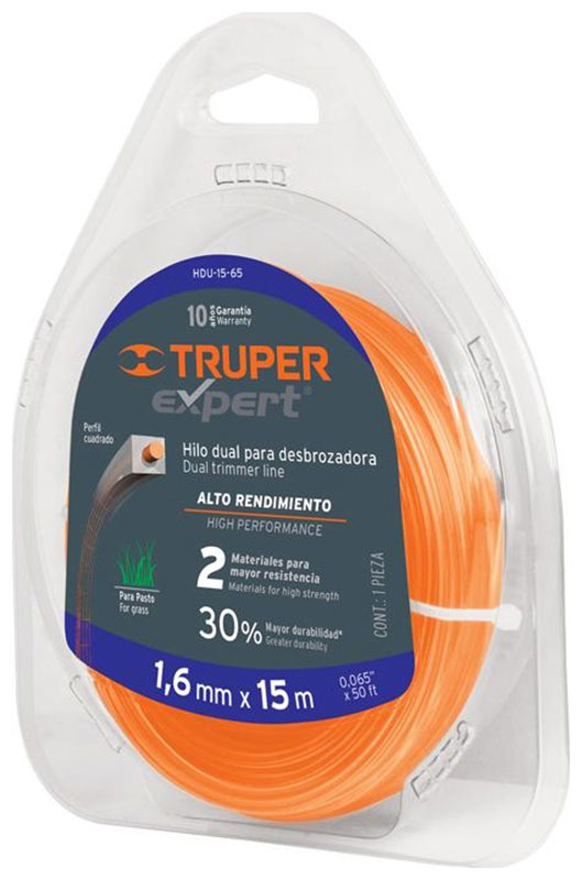 Изображение товара Леска для триммеров Truper Expert 49.2 FT диагональ 2 мм квадратное сечение