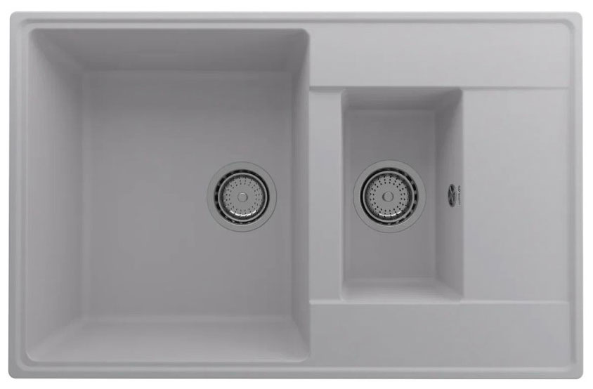 Изображение товара Кухонная мойка Ulgran Quartz Prima платина 78 см с дополнительной чашей