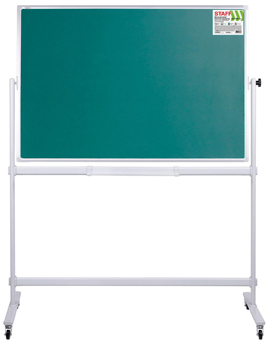 Изображение товара Доска для мела/магнитно-маркерная Staff НА СТЕНДЕ 120х180 см 2-сторонняя зеленая/белая 238007
