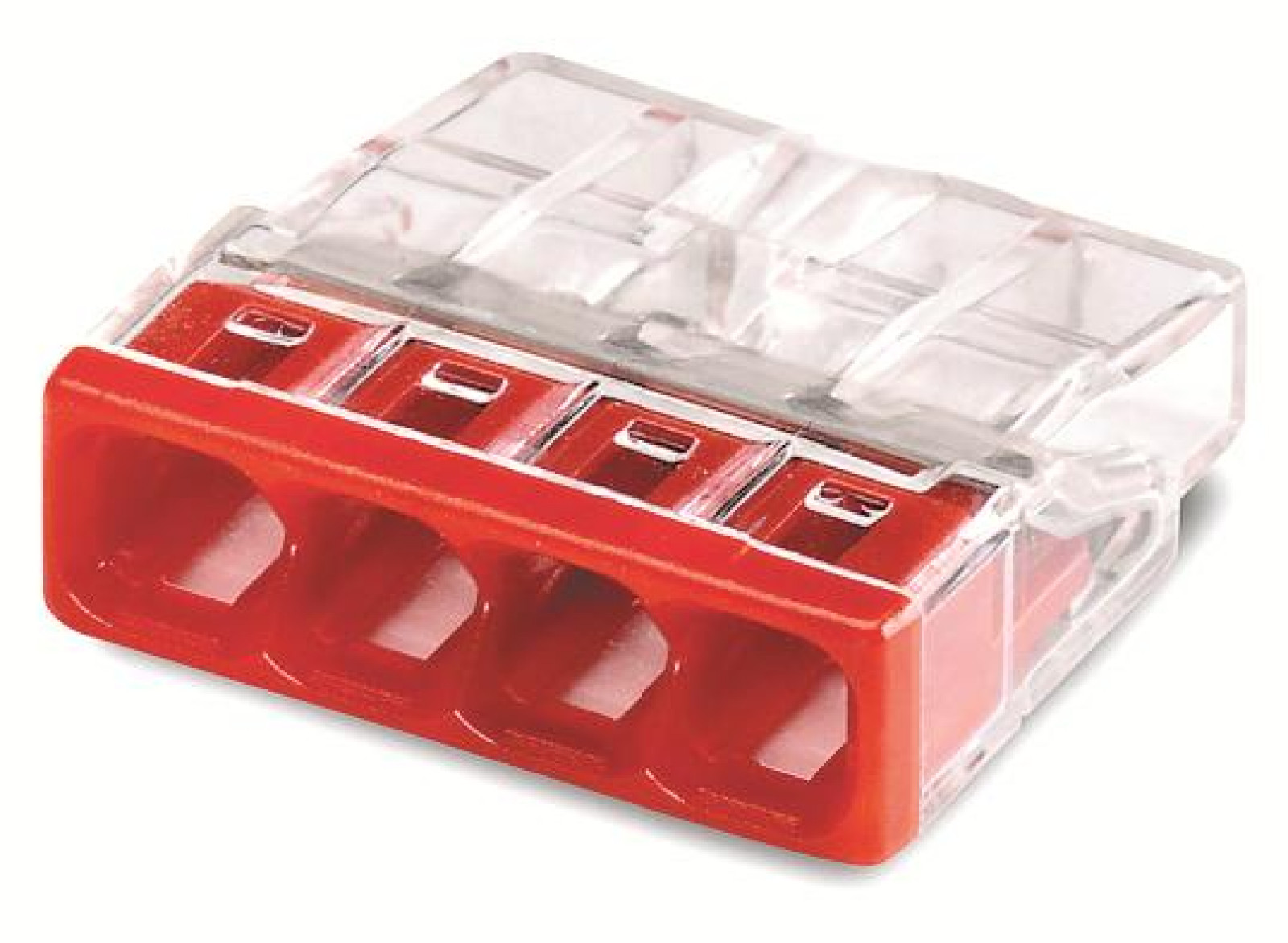 Изображение товара Клемма для электромонтажа Tokov Electric EU2.5 414 прозрачная 4 отверстия