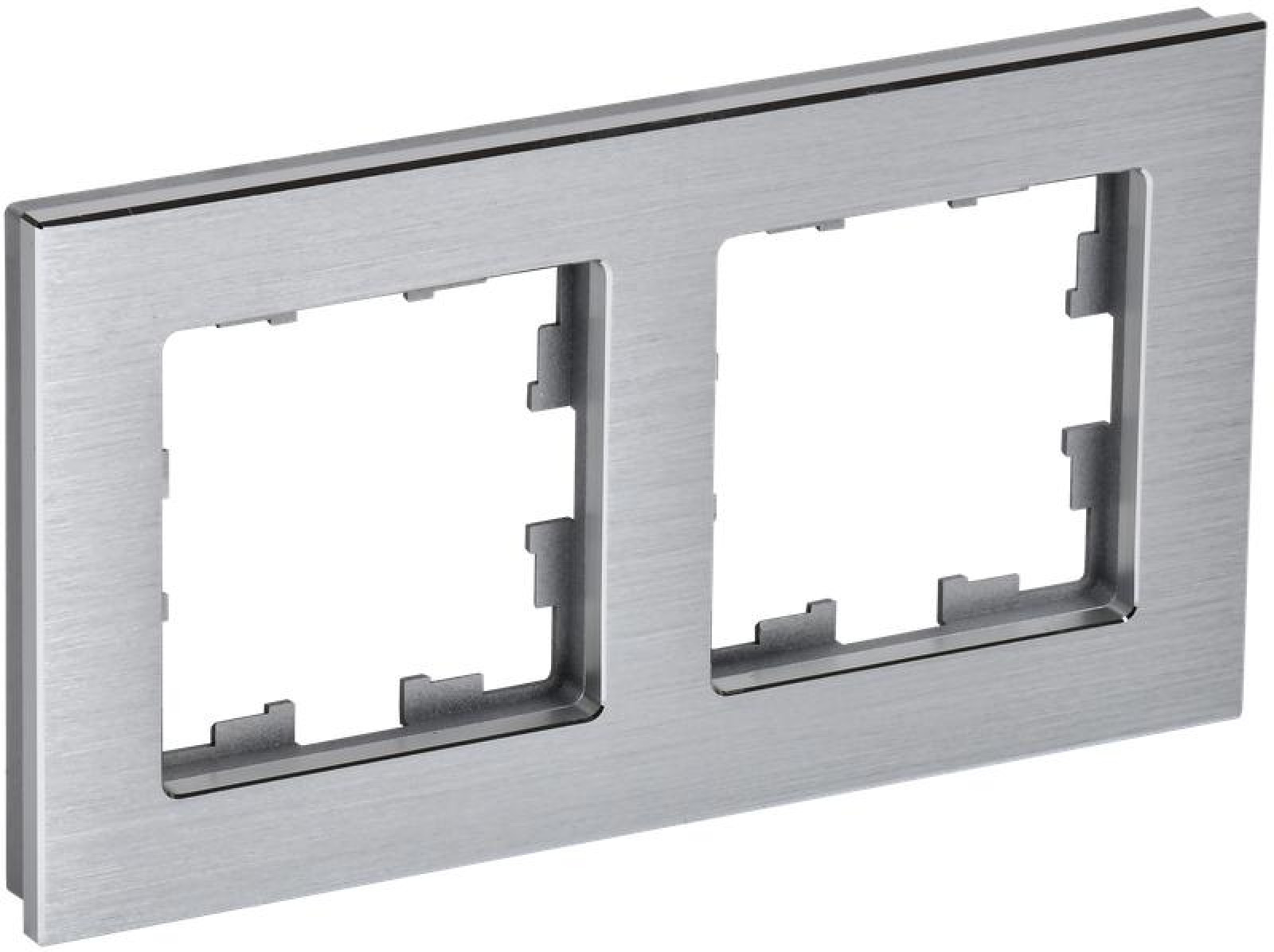 Изображение товара Рамки, декоративные элементы, основания для ЭУИ IEK Рамка 2-м BRITE РУ-2-1-БрА металл алюм.