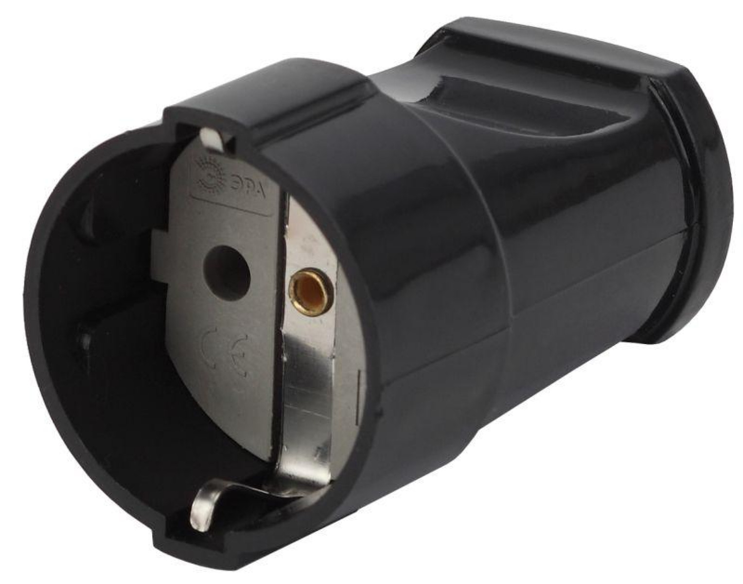 Изображение товара Розетка кабельная ЭРА с заземлением 16А черная Rx2-B