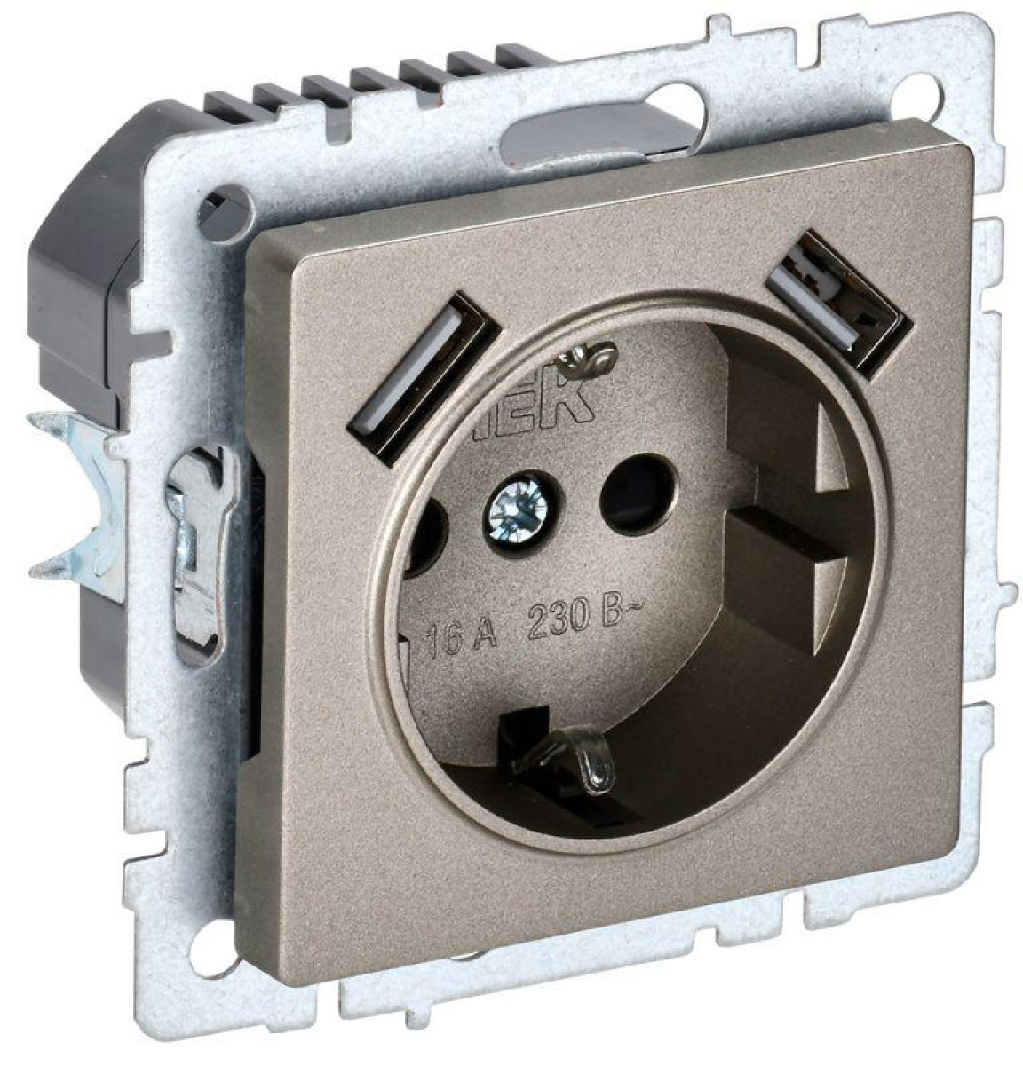 Изображение товара Розетка IEK BRITE с USB A+A 3.1А, защита от прикосновения, IP20, шампань