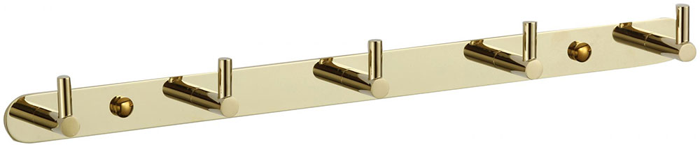 Изображение товара Планка с крючками Savol S-007215B 5 крючков латунь золото стильный дизайн долговечная
