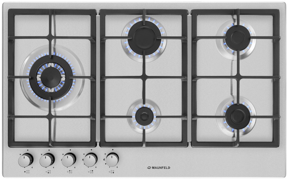 Изображение товара Газовая варочная панель Maunfeld EGHS.95.33 CS/G 5 итальянских конфорок Nержавеющая сталь
