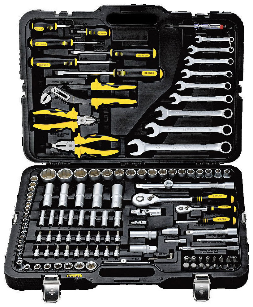 

Универсальный набор инструментов Berger 128 предметов 1/2" -1/4" BG128-1214