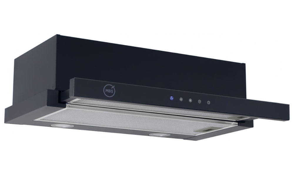Изображение товара Вытяжка MBS CANNA 260 BLACK GLASS телескопическая 950 м3/ч