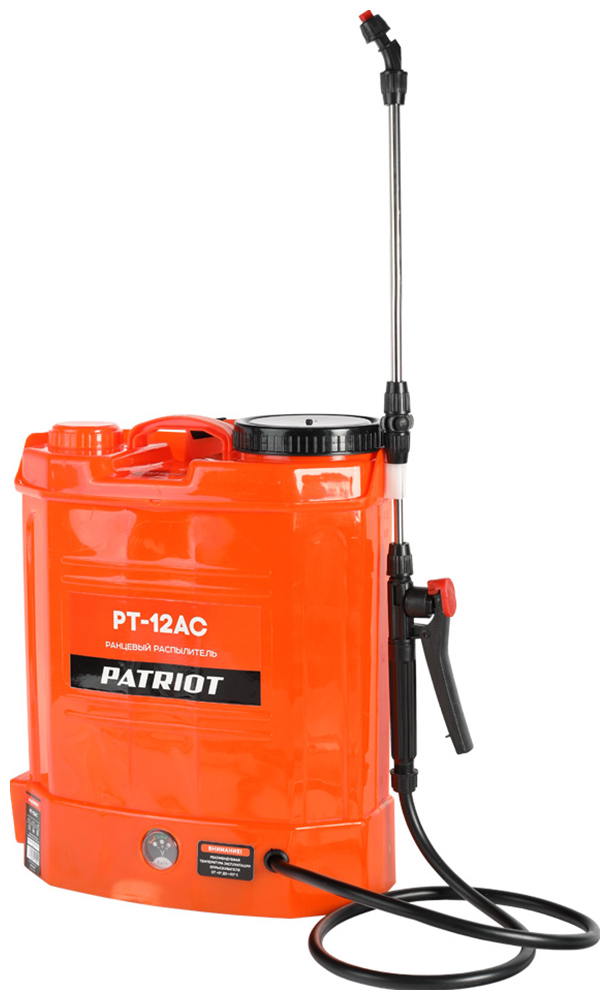 Опрыскиватель Patriot PT-12AC аккум. ранц. 12л оранжевый (755302530) индикатор уровня свинцово кислотной батареи 1s 2s 3s φ 6s 7s 18650 литий ионная литий полимерная 12 в тестер уровня свинцово кислотной батареи
