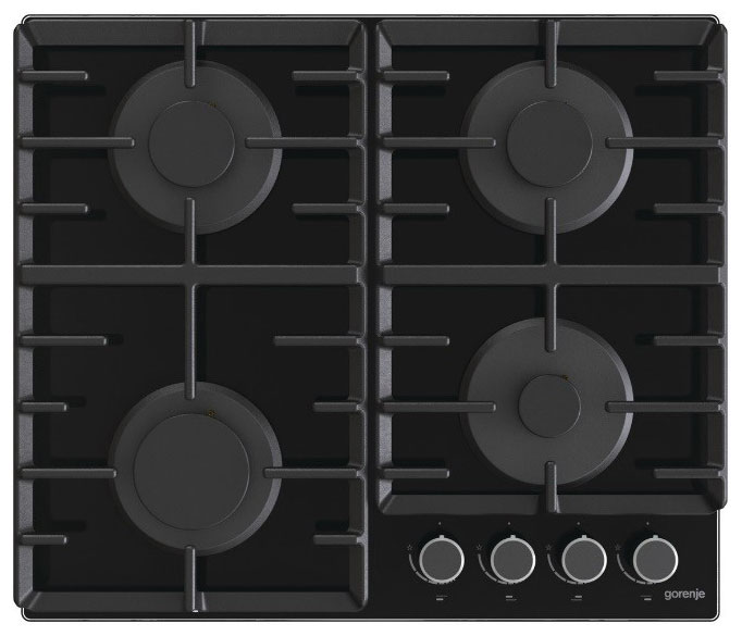 Изображение товара Газовая варочная панель Gorenje GT642AB 4 газовые конфорки закаленное стекло черный цвет
