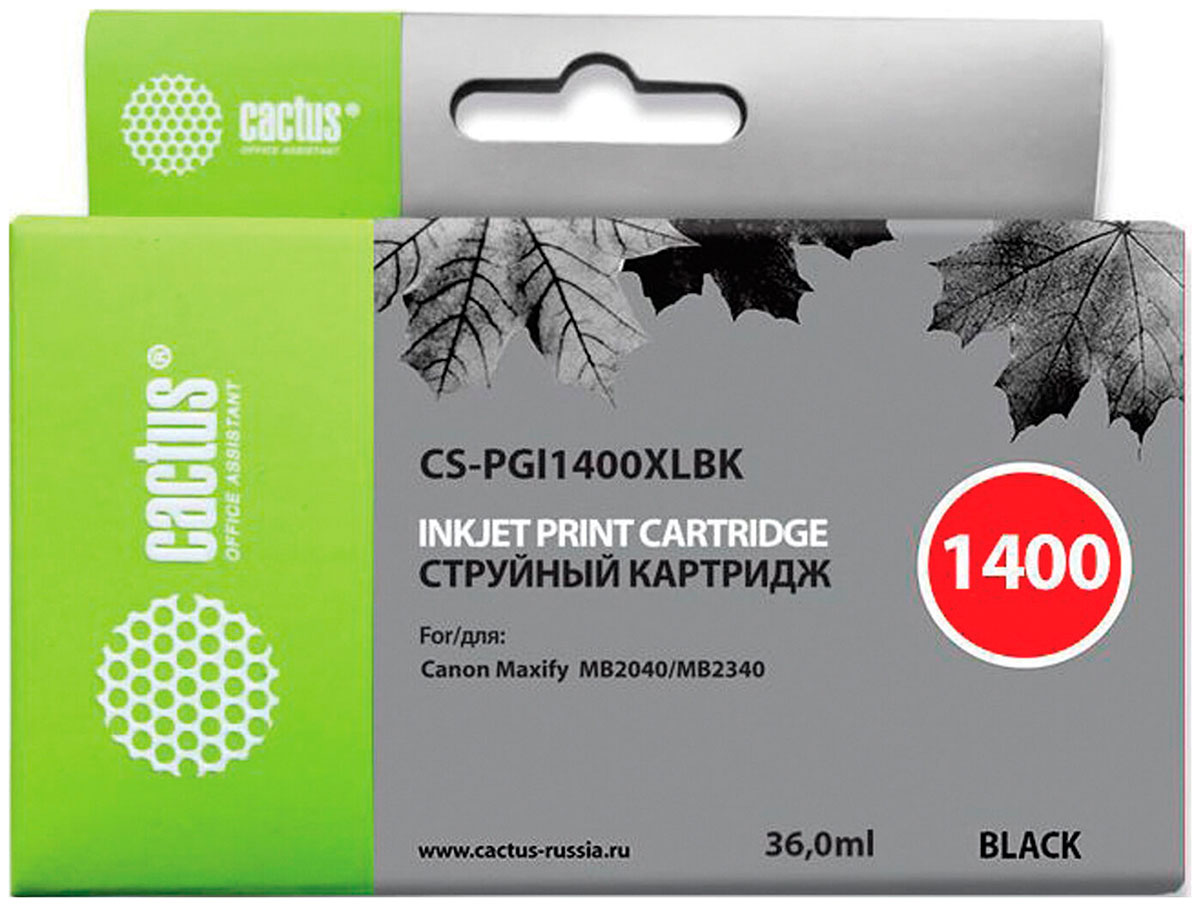 Изображение товара Картридж струйный Cactus CS-PGI1400XLBK для CANON МВ2040/МВ2340, черный