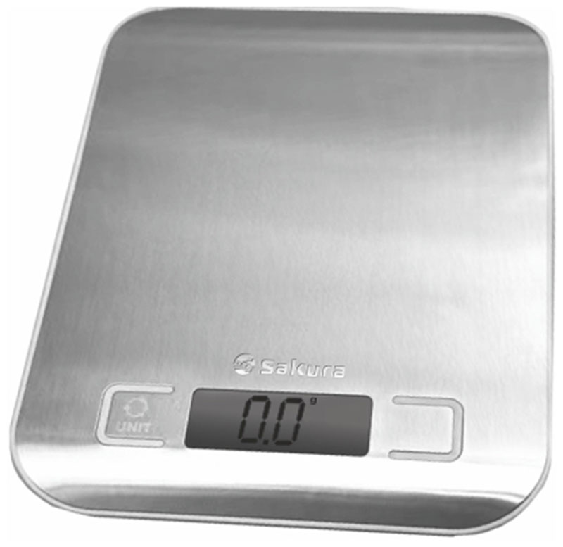 Изображение товара Кухонные весы Sakura SA-6060SG, 5 кг, электронные, нержавеющая сталь/серый