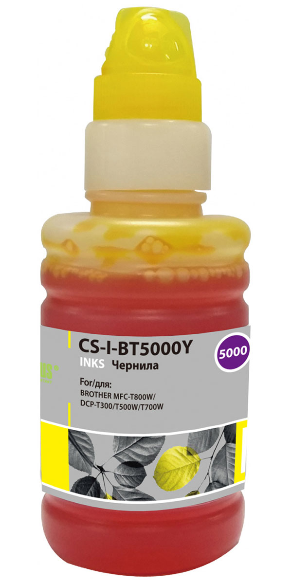 

Чернила Cactus CS-I-BT5000Y, для Brother (DCP-T300/T500W/T700W/MFC-T800W) желтые, 0.1 л, Желтый