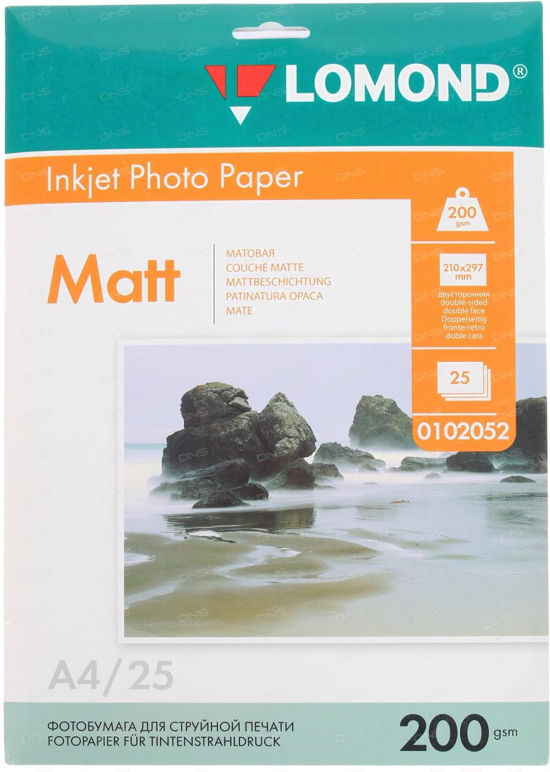 Изображение товара Фотобумага Lomond 0102052 A4 200г/м2 25 листов белая матовая для струйной печати