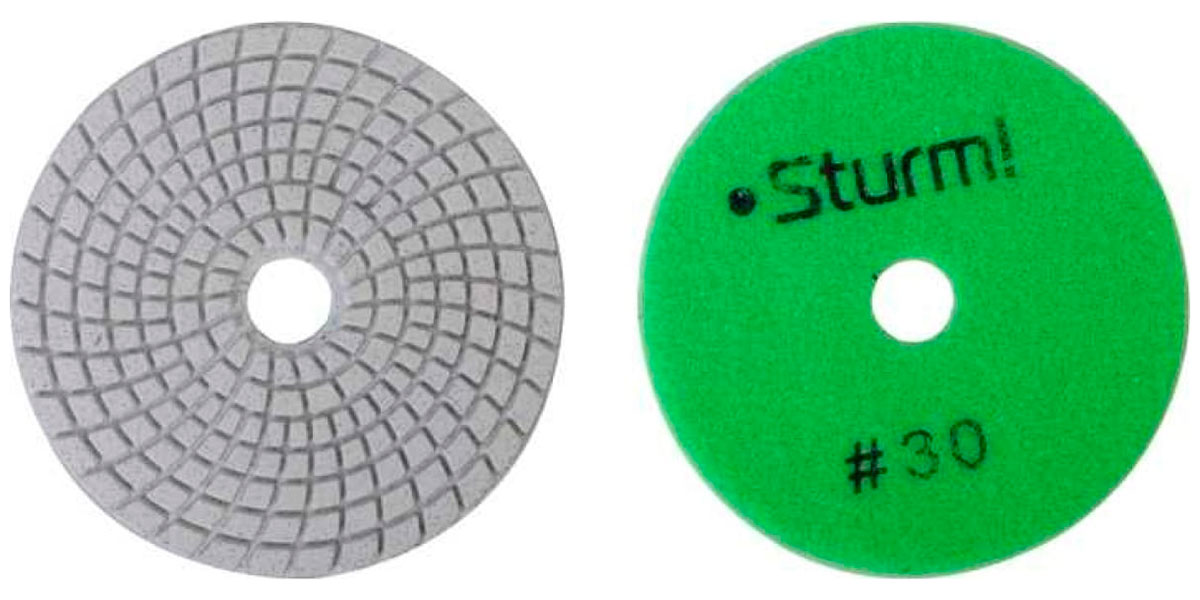 Изображение товара Круг шлифовальный гибкий Sturm! 9012-W100-30, 100 мм, P30, мокрая шлифовка, 1 штука