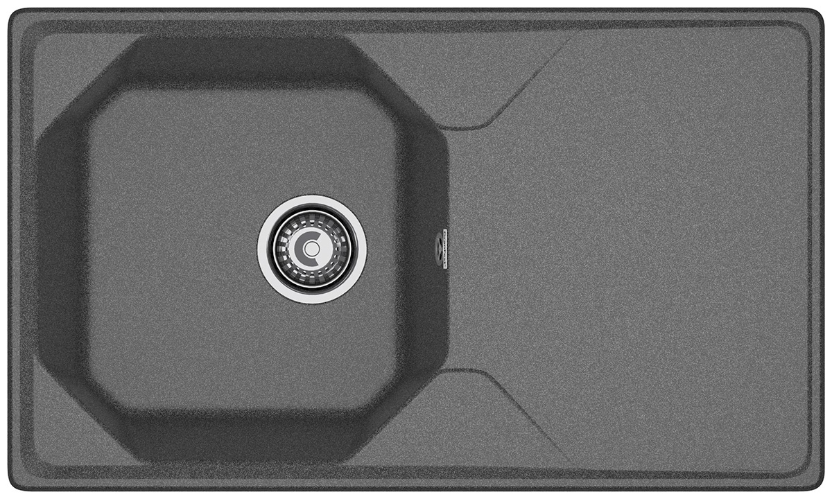 

Кухонная мойка GranFest UNIQUE 840L, 1-чаша+крыло 840x500 мм, графит (U-840L графит), Графитовый