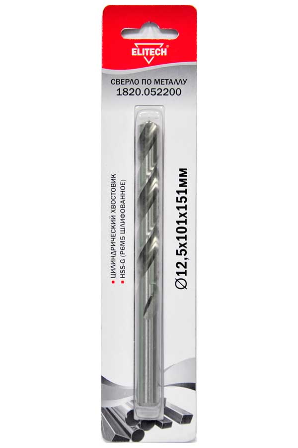 Изображение товара Сверло Elitech 1820.052200 по металлу 12.5мм длина 151мм