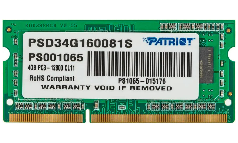 Изображение товара Оперативная память Patriot Memory DDR3 SO-DIMM 4GB 1600MHz (PSD34G160081S)