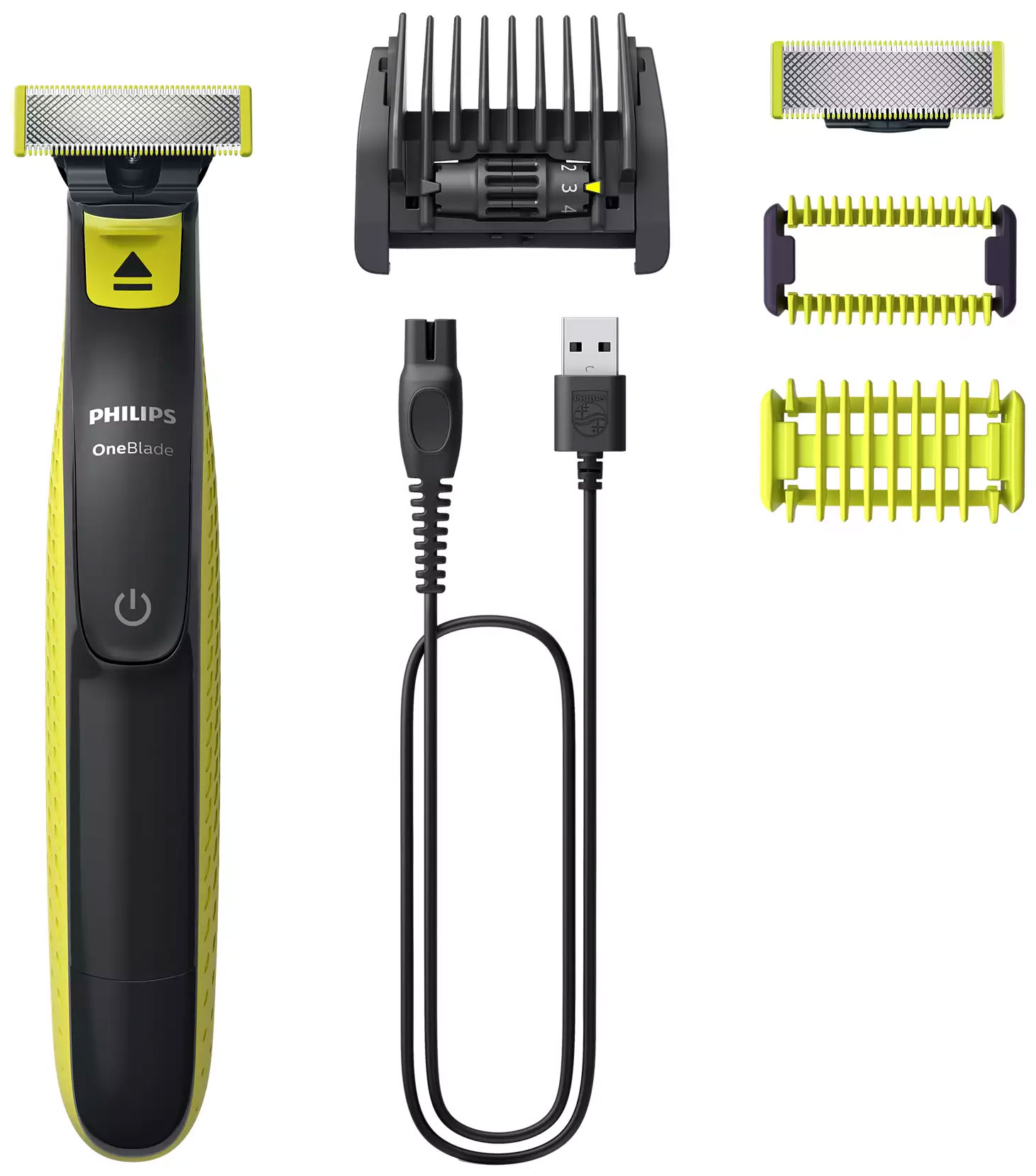 Изображение товара Триммер для лица и тела Philips OneBlade QP2824/20, черный/зеленый