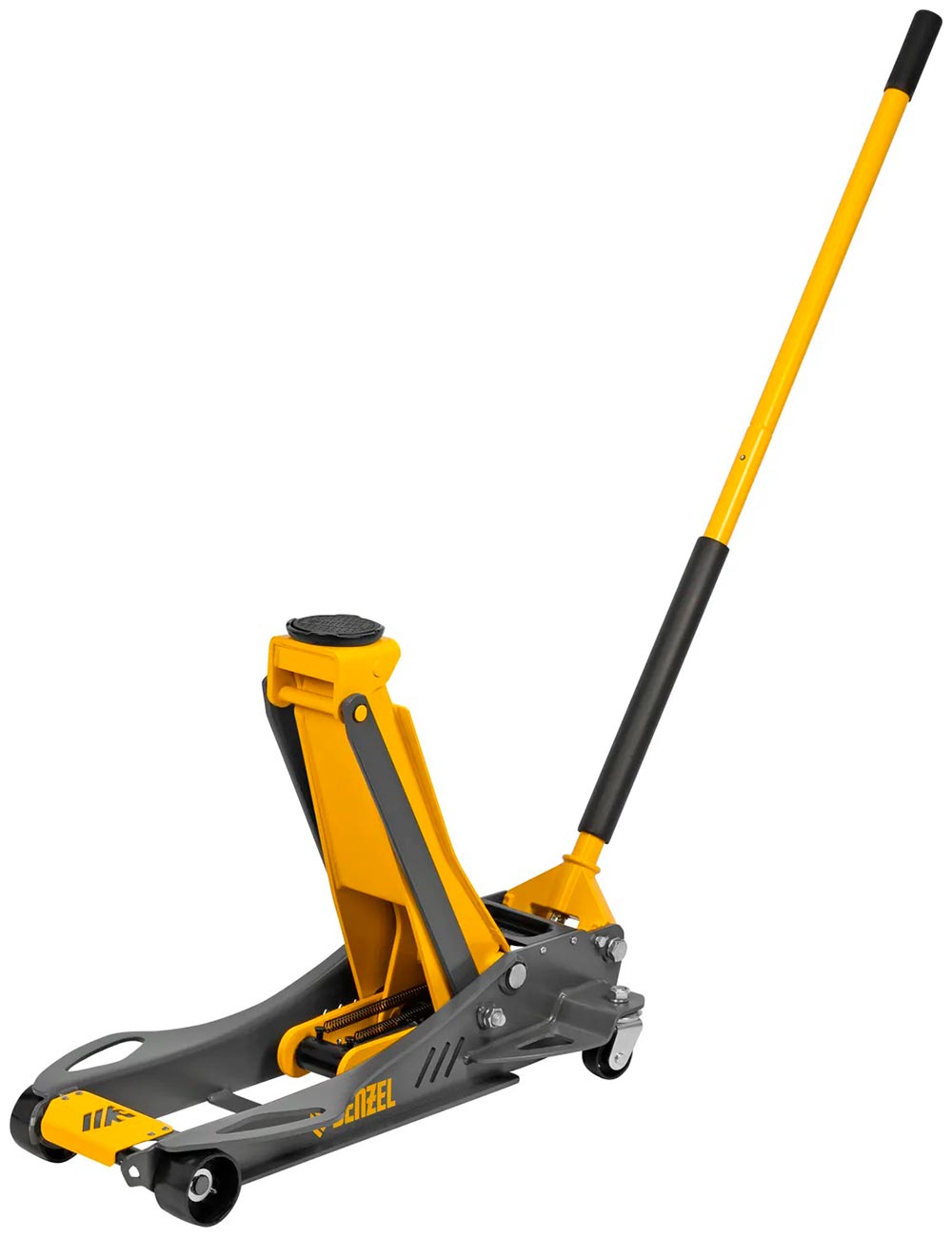 Изображение товара Домкрат гидравлический подкатной Denzel 3.8 т 110-580 мм, быстрый подъем, низкий подхват, проф., 51251