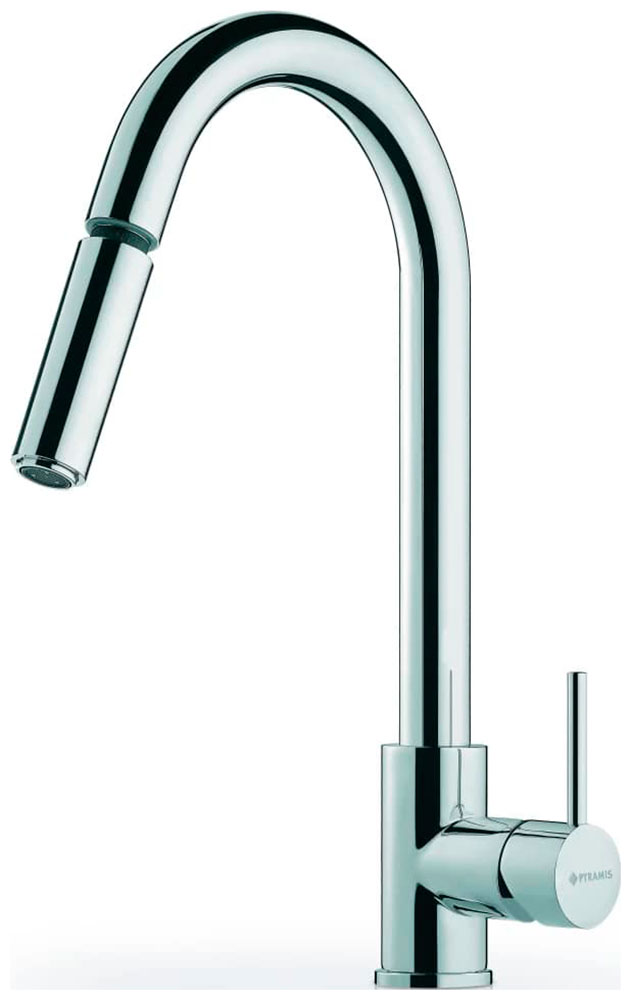 Изображение товара Кухонный смеситель Pyramis SPANIATO с выдвижным изливом и хромом