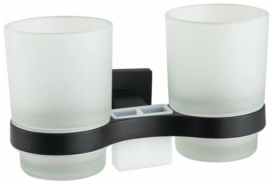 Изображение товара Стакан для ванной комнаты двойной D-Lin D222, черный (D212222)