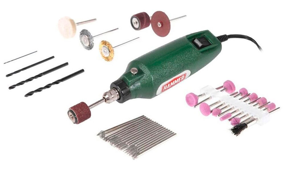 Изображение товара Гравер Hammer MD050A 12В с набором из 80 аксессуаров для точных работ
