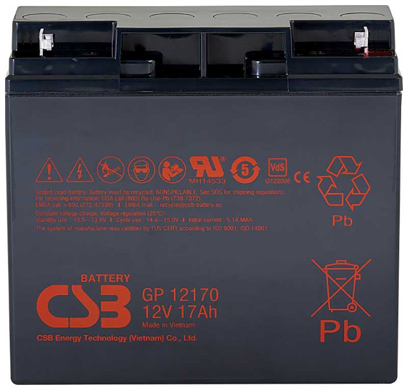 Изображение товара Аккумуляторная батарея для ИБП CSB GP12170 B3 (12В, 17Ач)