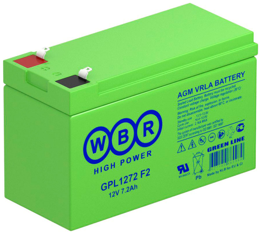 Изображение товара Аккумуляторная батарея для ИБП WBR GPL1272 F2 (12В 7.2Ач)