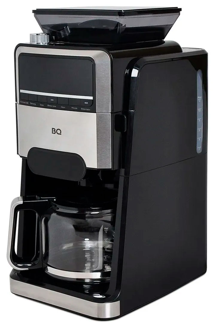 Изображение товара Кофеварка капельная BQ CM3002 со встроенной кофемолкой черный стальной